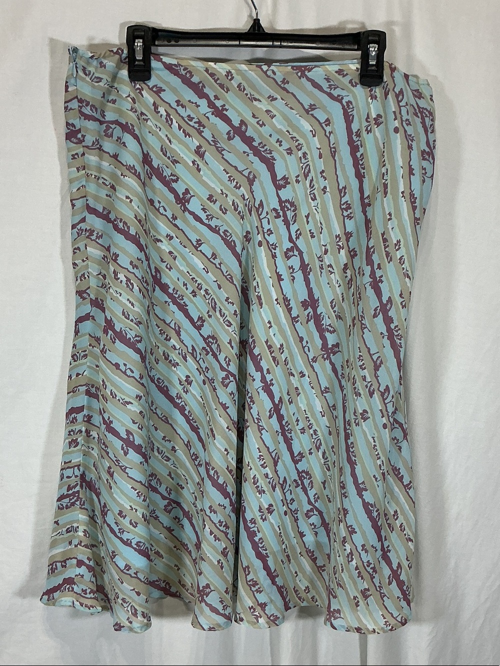 Chadwick's Light Blue & Lilac Floral A-Line Skirt